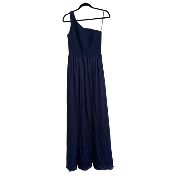 VERA WANG WHITE Navy one shoulder long dress - Picture 2 of 9